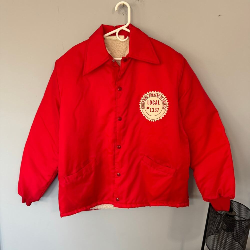 Vintage Holloway Button Down Jacket Men's Size Large United Mine Workers Union - Picture 1 of 7